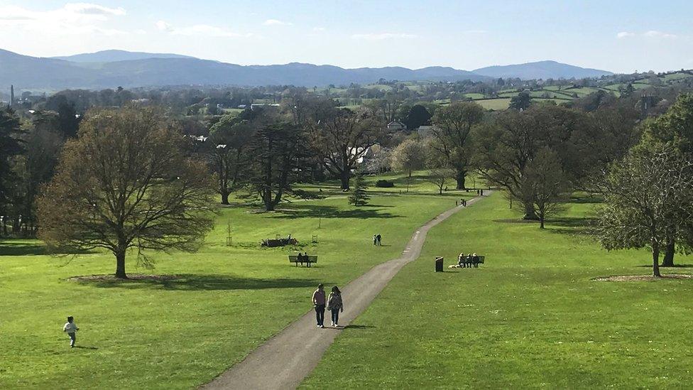 People in Kilbroney Park on a sunny Saturday afternoon