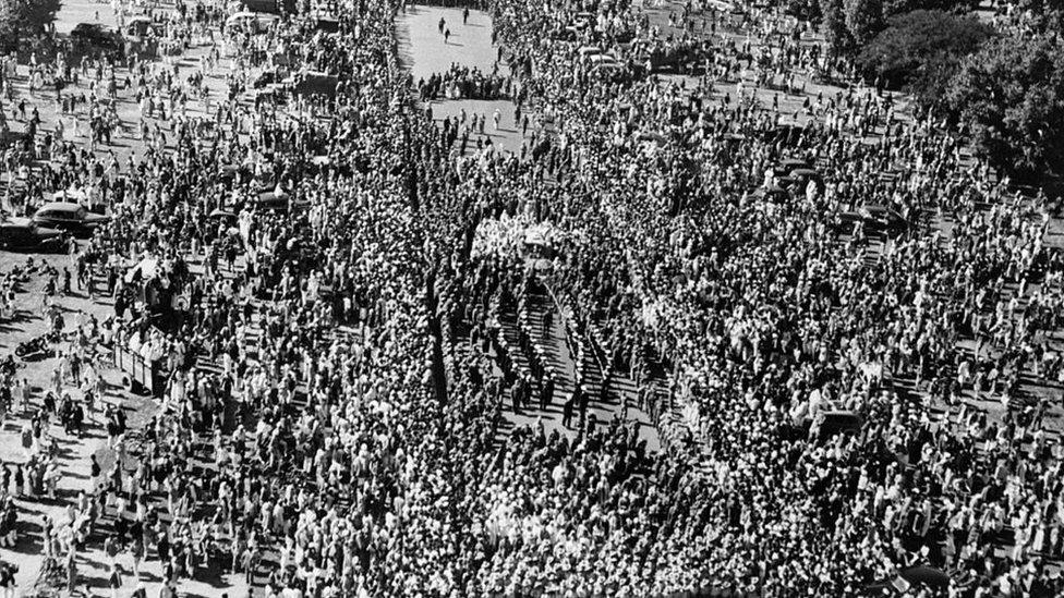 Funeral procession for Mahatma Gandhi