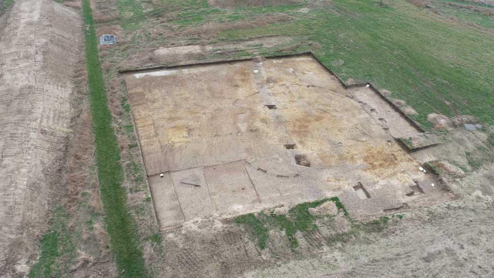 An aerial photograph to show the Iron Age circular ditch feature