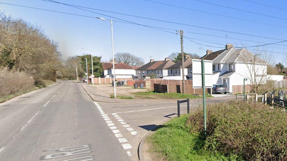 Horton Road at the junction with Beacon Court