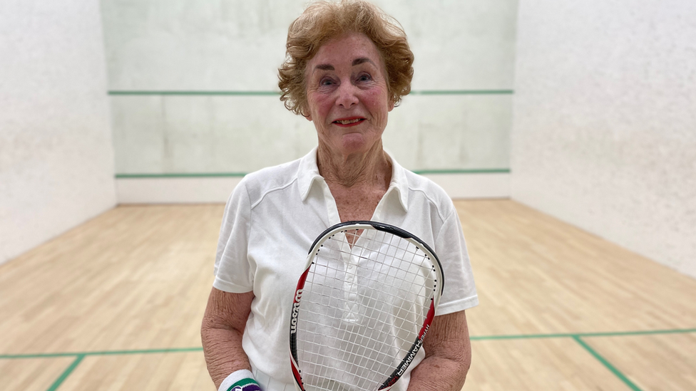 Margaret Armstrong, oldest active female squash player