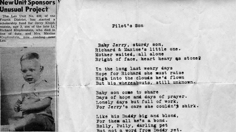 2nd Lt Richard Klopfenstein's son & poem