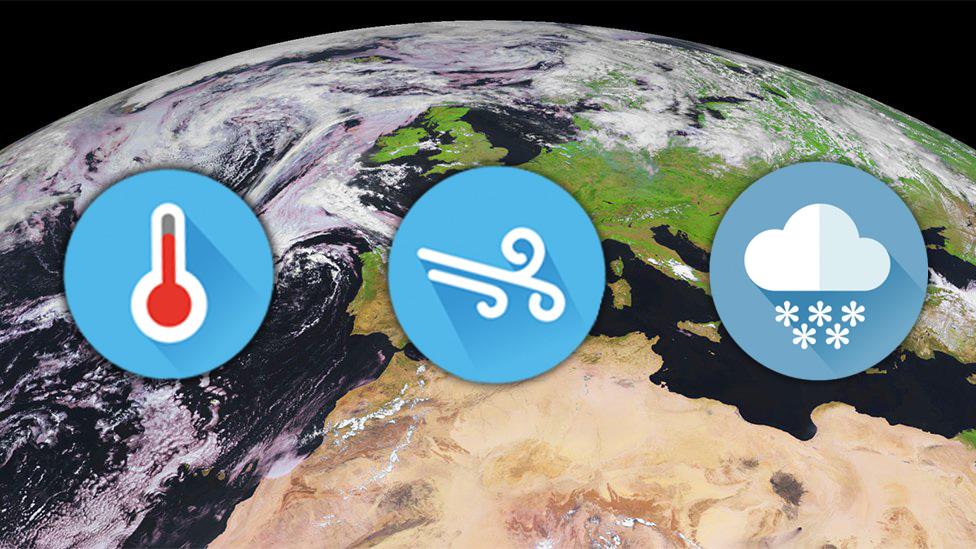 Satellite image with weather symbols