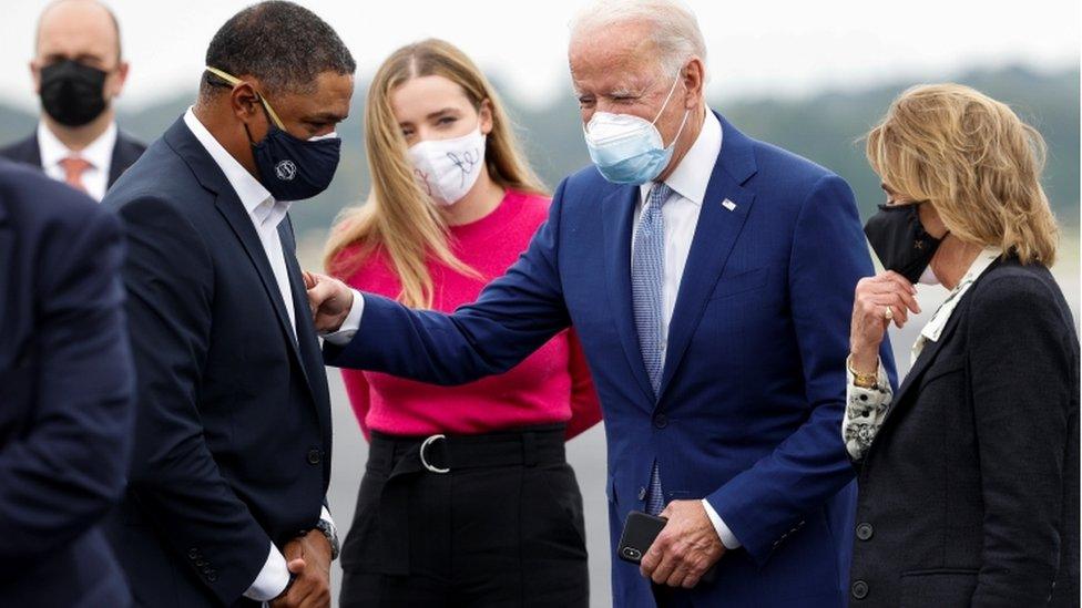 Joe Biden arrives in Columbus Georgia and meets Rep Cedric Richmond