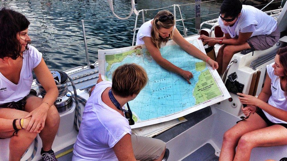 Environmental-campaigner-Emily-Penn-briefing-the-crew.