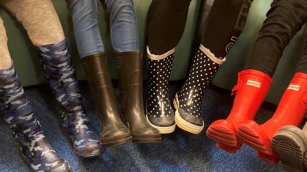 Children wearing wellies