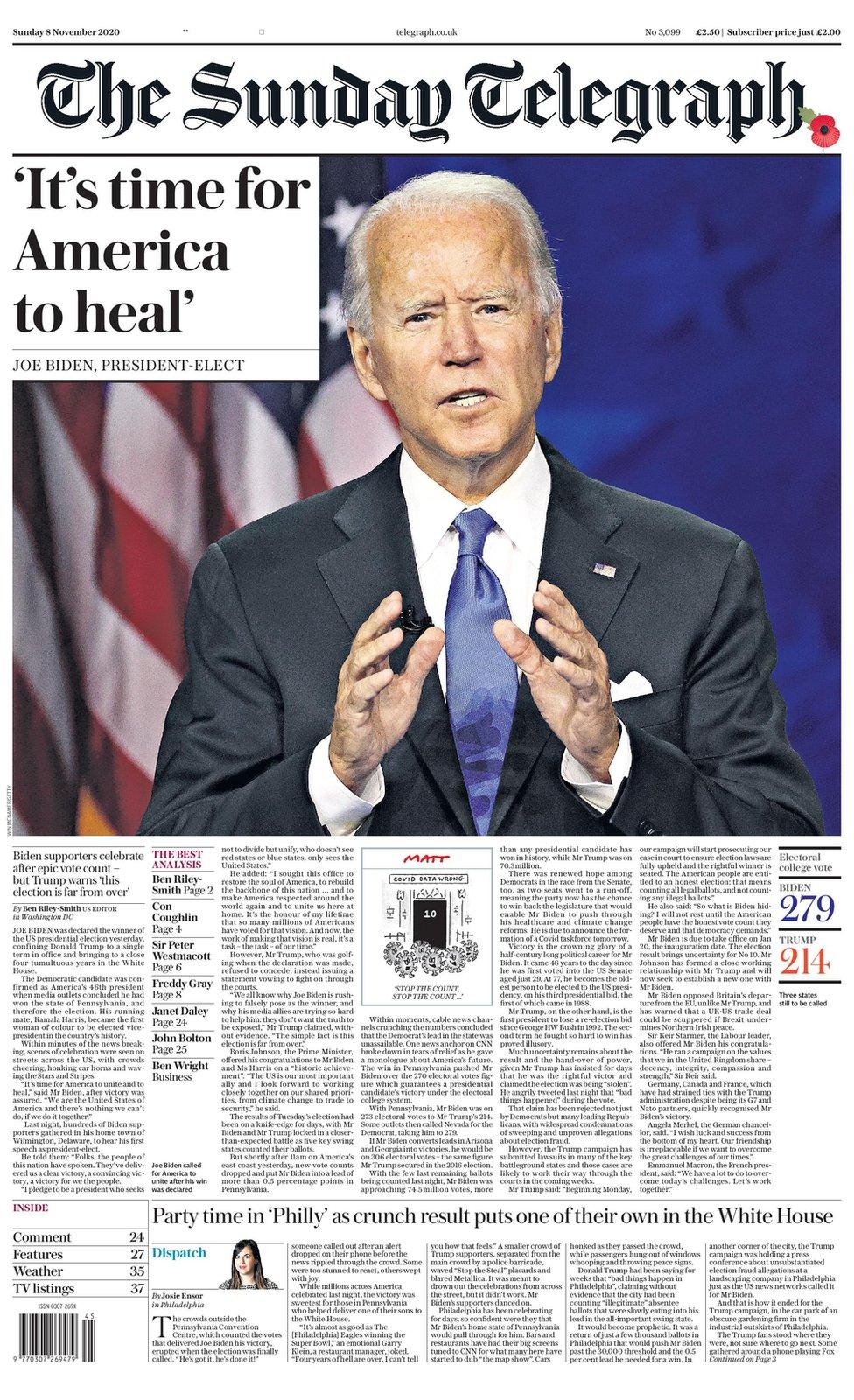Scotland's papers: 'Trump dumped' as Biden vows to 'unite and heal