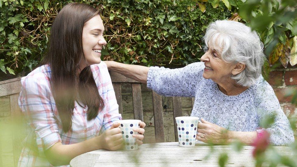 Two generations of women