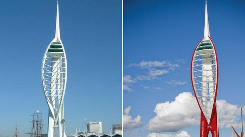 The Spinnaker Tower before and after