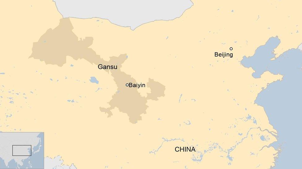 Map of Gansu province in China