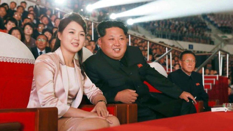 North Korean leader Kim and his wife