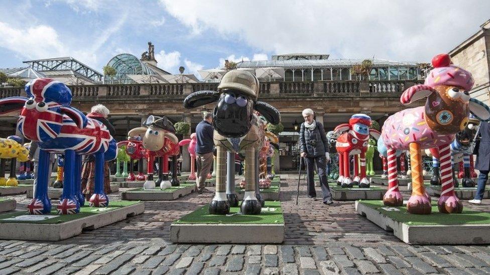 Shaun the Sheeps on display in London's Covent Garden