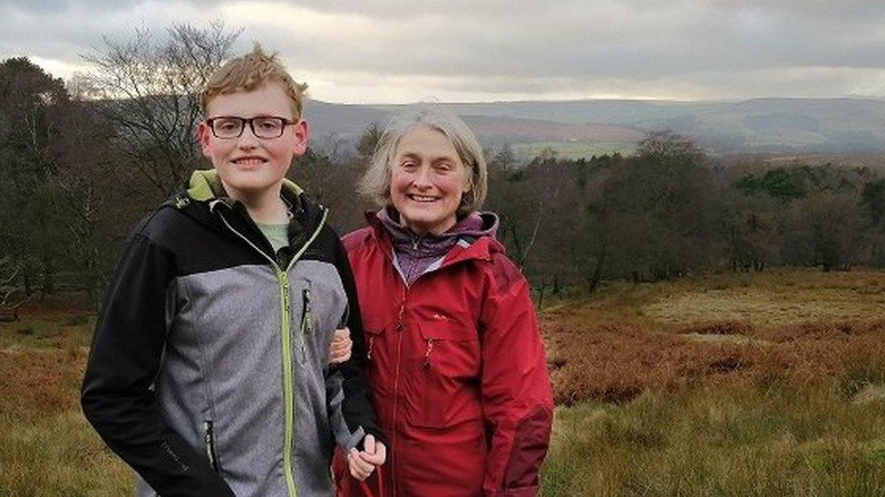 James and his mother Anne with their dog