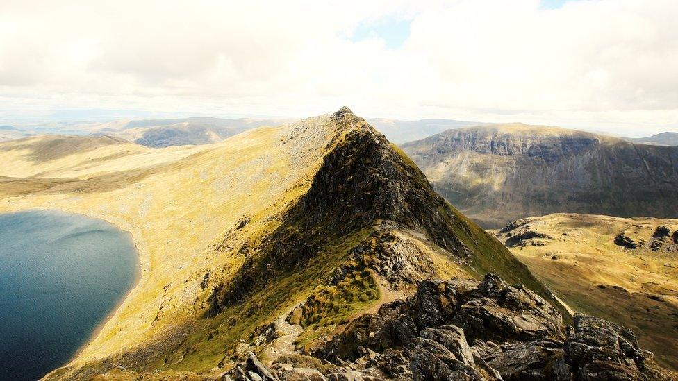 Helvellyn's Striding Edge and Red Tarn