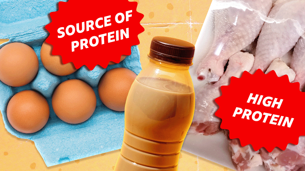 Illustration of products labelled high protein