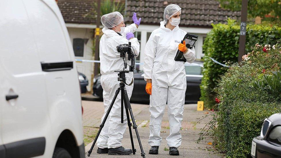 Scene of crime officers at Archford Croft