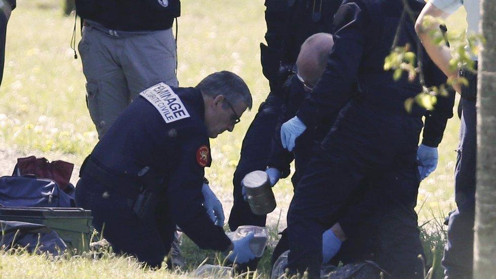 French deminers make safe Eta weapons at a site outside Bayonne, France (8 April)