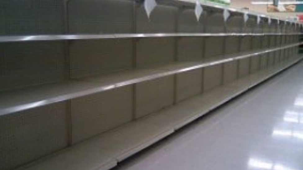 Empty shelves at animal hospital