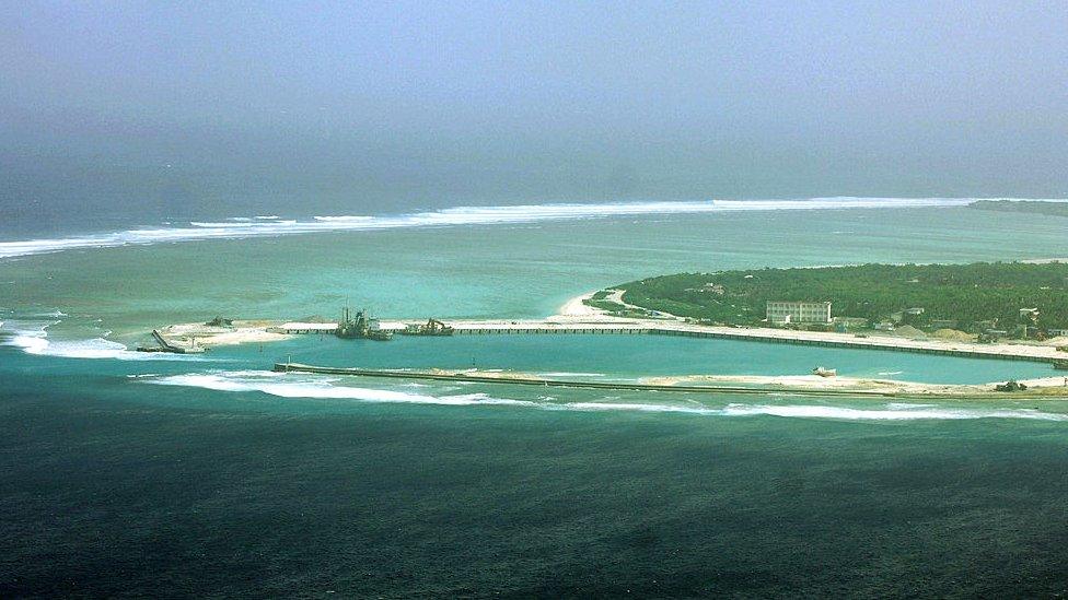 This aerial view of the city of Sansha on an island in the disputed Paracel chain, which China now considers part of Hainan province. File photo