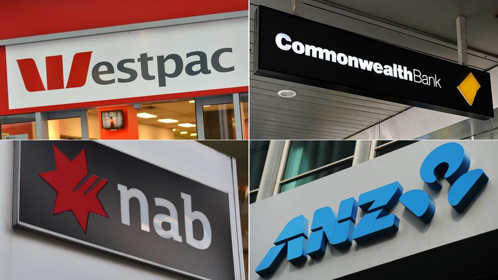 Logos of the four biggest Australian banks