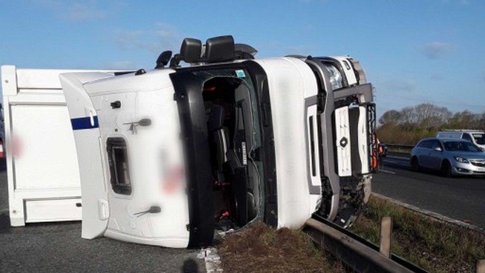 Lorry crashed on M62