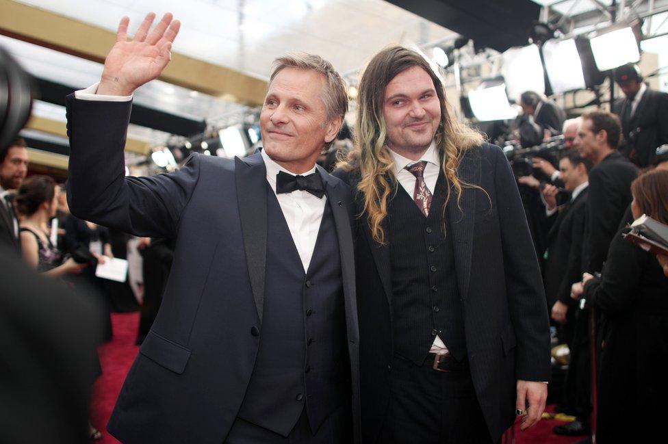 Actors Viggo Mortensen (L) and Henry Mortensen