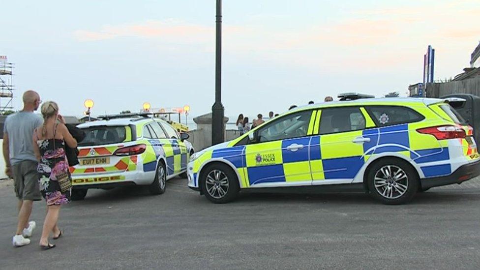 Police cars on promenade