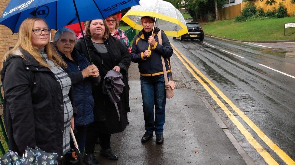 Residents on Blenheim Road in Cwmbran, where they are calling for safety measures