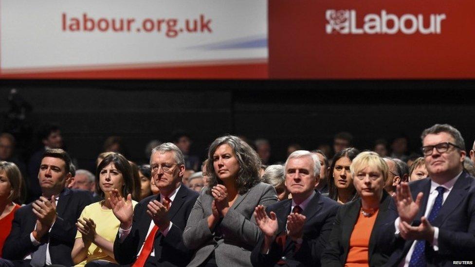 Labour's shadow cabinet applauding Jeremy Corbyn