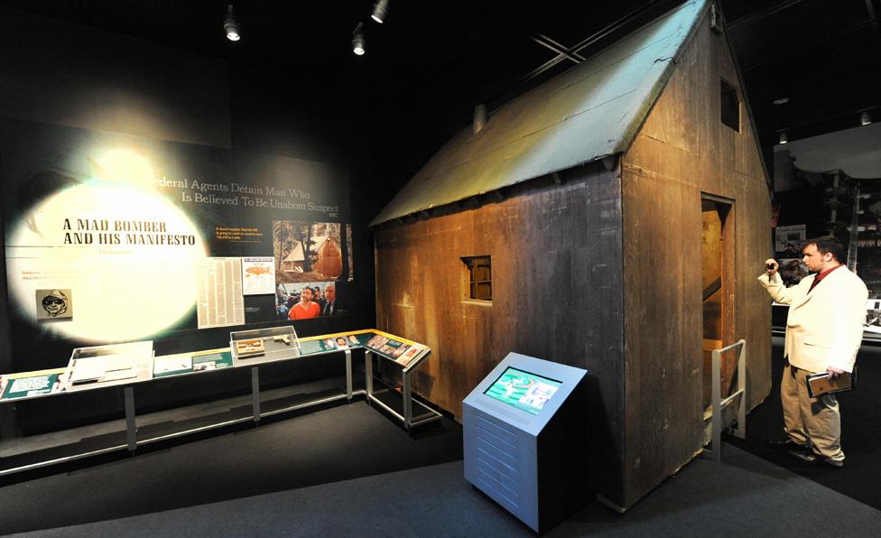 Kaczynski's cabin on display at the Newseum in Washington DC