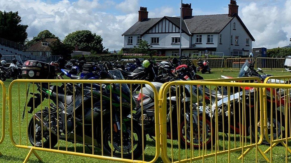 Bikes parked at TT grandstand