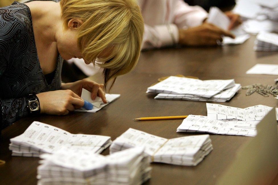 Woman counts ballots