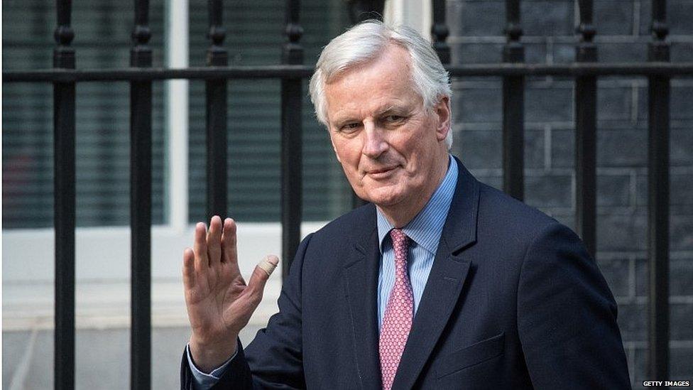 Michel Barnier arriving in Downing Street