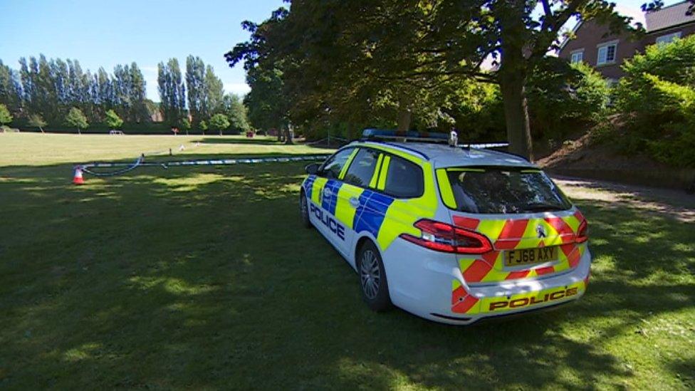 Police car at Eureka Park in Swadlincote