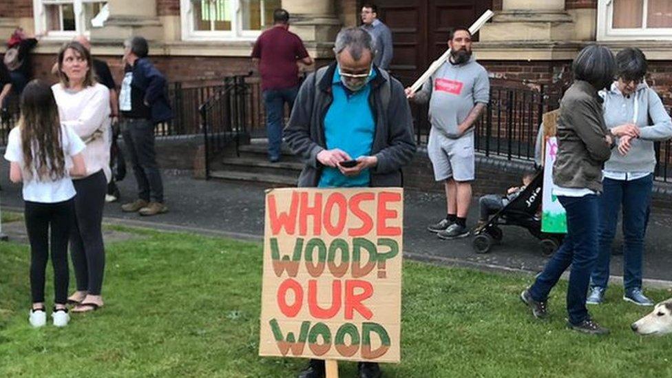 Campaigners outside council meeting