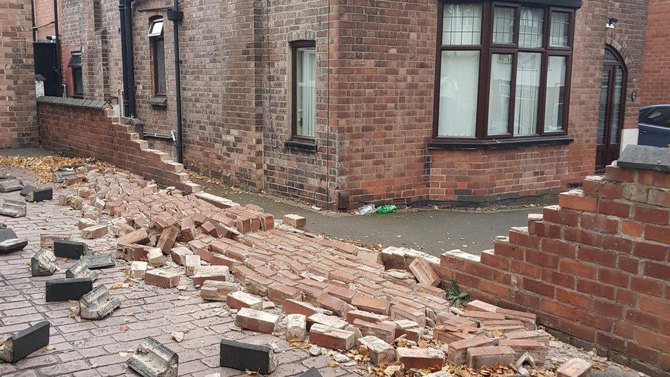 Collapsed wall in Lenton