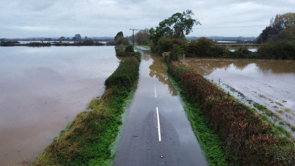 Flooding on roads outside Holme