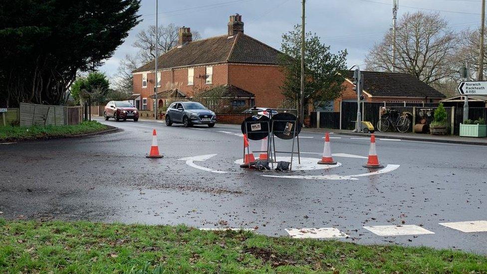 Roadworks in Wroxham