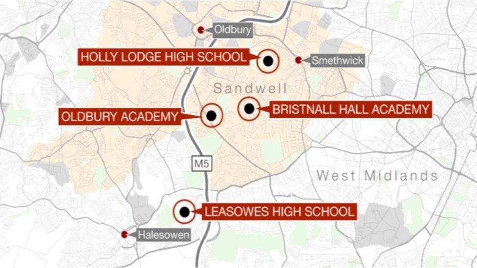 Map of affected schools