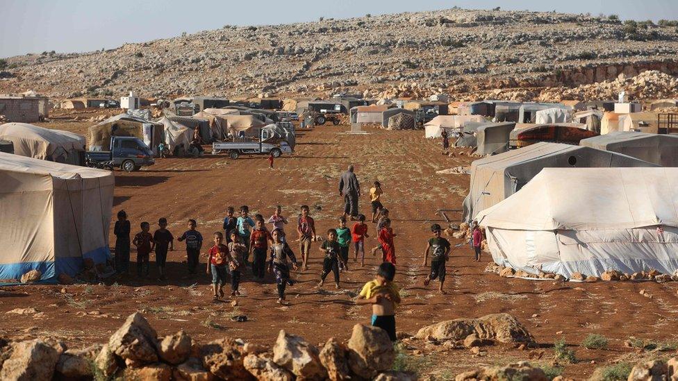 Camp for displaced people in Kafr Dariyan, near the Syrian border with Turkey