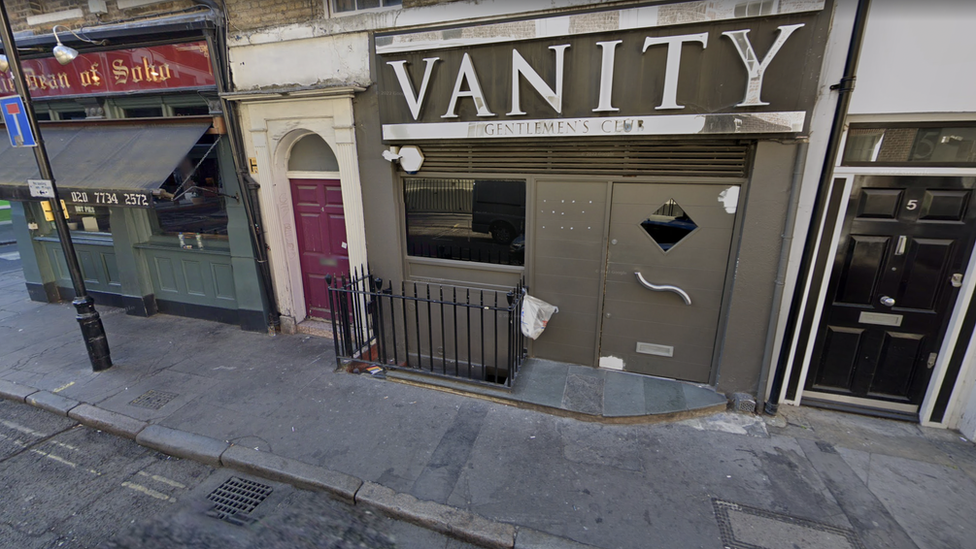 Exterior of Vanity Bar on Carlisle Street, Soho