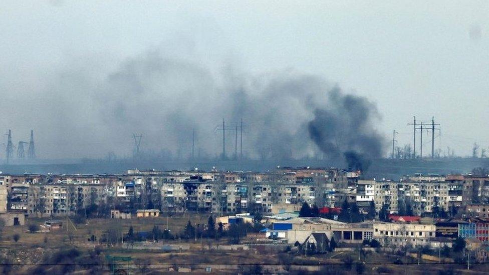 Smoke rises from strikes on the frontline city of Soledar, as Russia"s attack on Ukraine continues, as seen from Bakhmut, Ukraine, January 5, 2023.