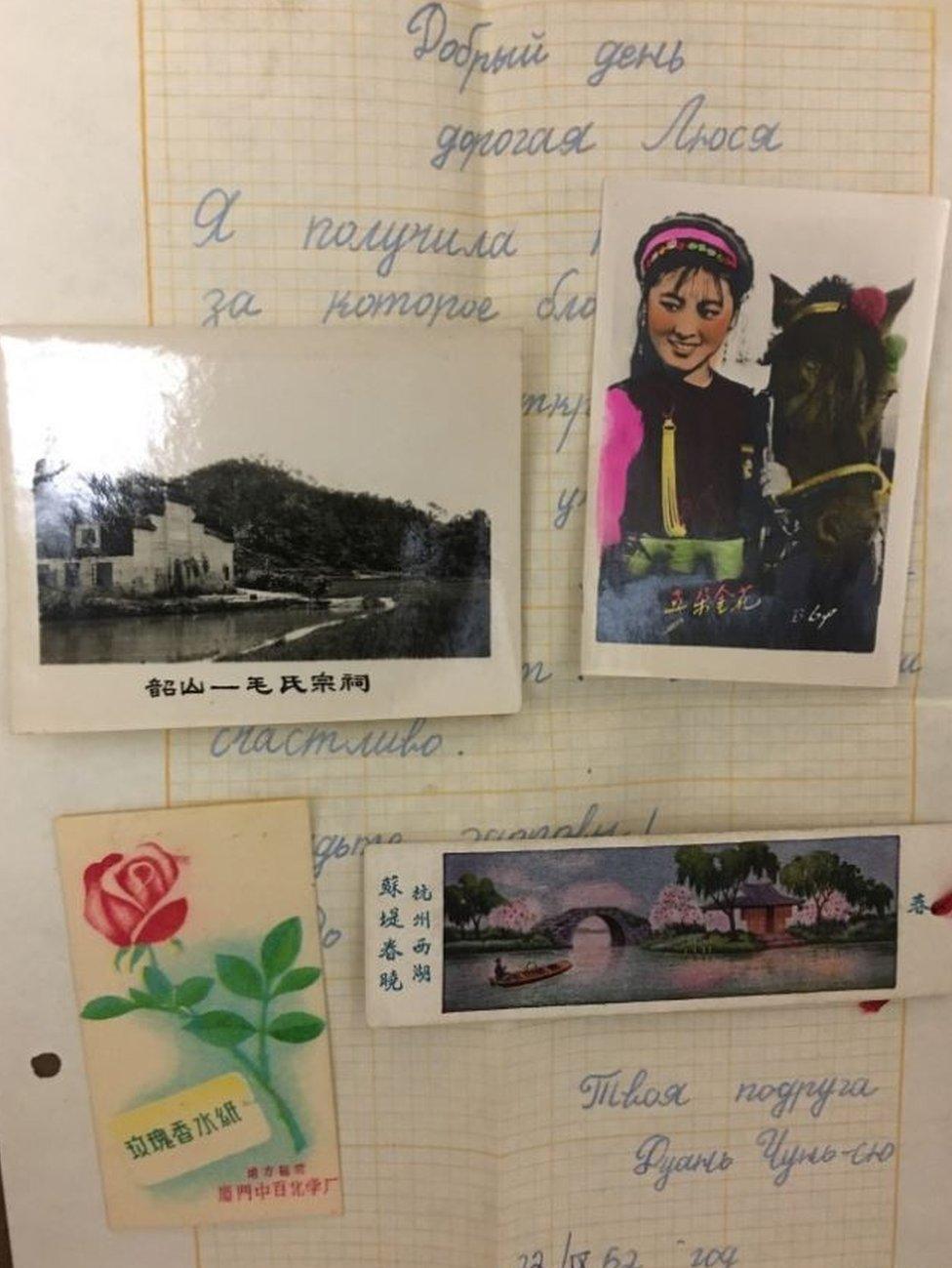 Photos, letters and items the pen pals sent each other