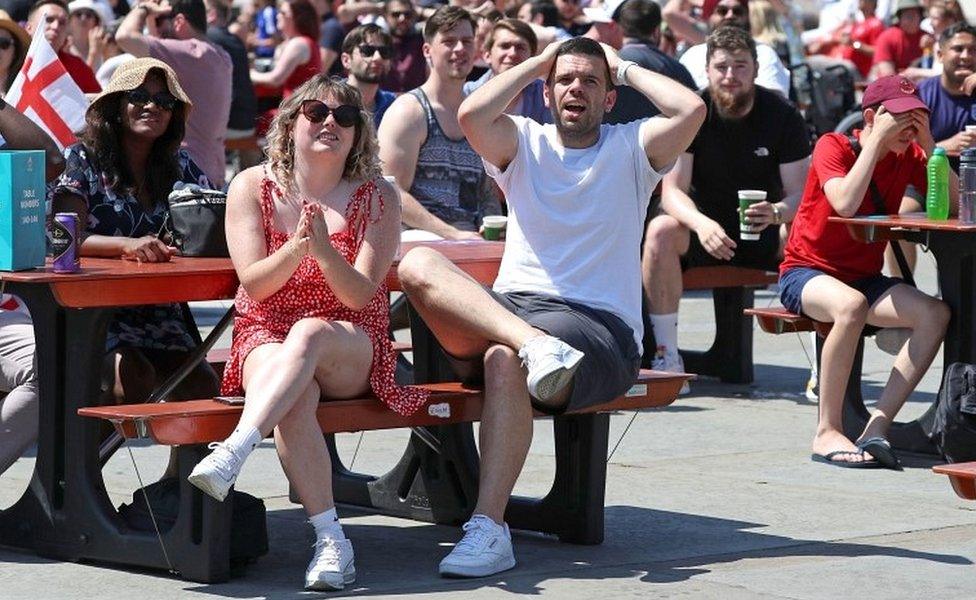 Fans in Trafalgar Square