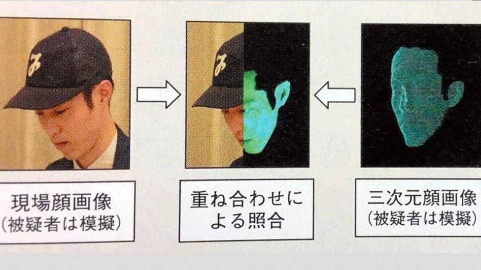 A photo from the police showing a CCTV image and a 3D camera mugshot