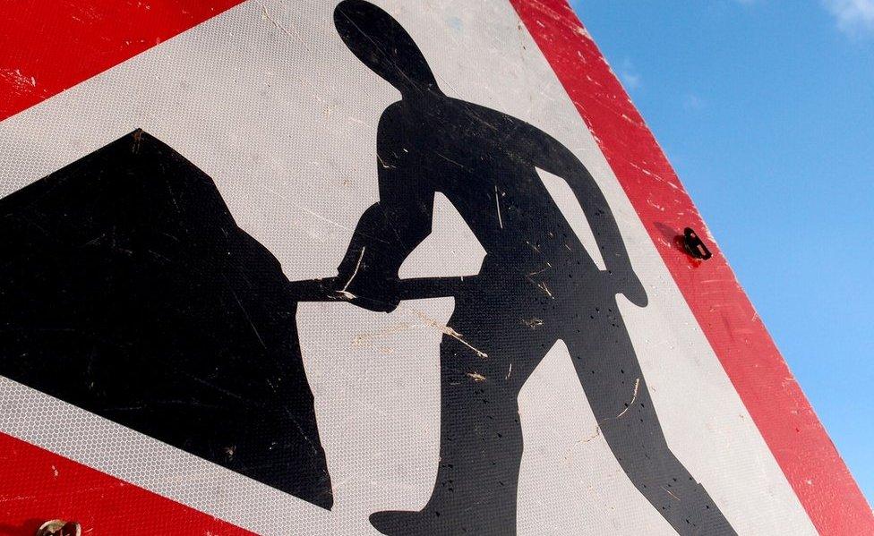 Roadworks Sign - stock photo