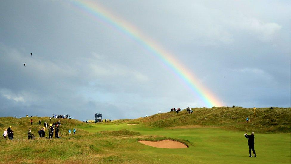 Darren Clarke in action at the seventh hole in the opening round