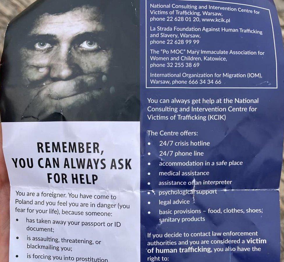 Leaflet given to refugees