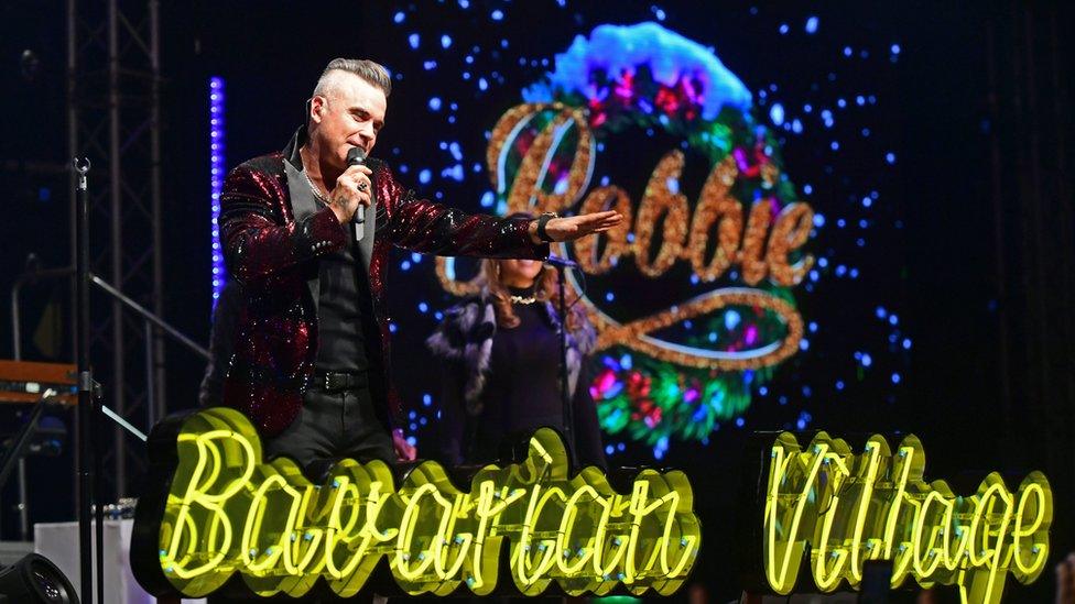 Robbie Williams performing at London's Hyde Park Winter Wonderland