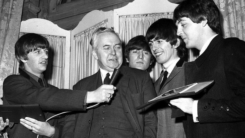 Harold Wilson and the Beatles in 1964